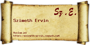 Szimeth Ervin névjegykártya
